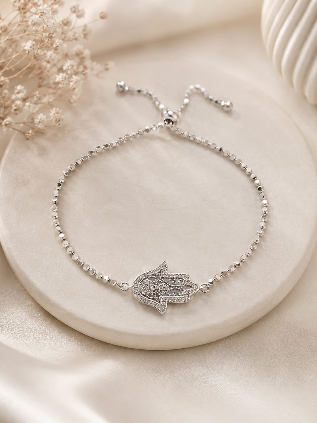 The Seren Bracelet — Silver Filigree Hamsa