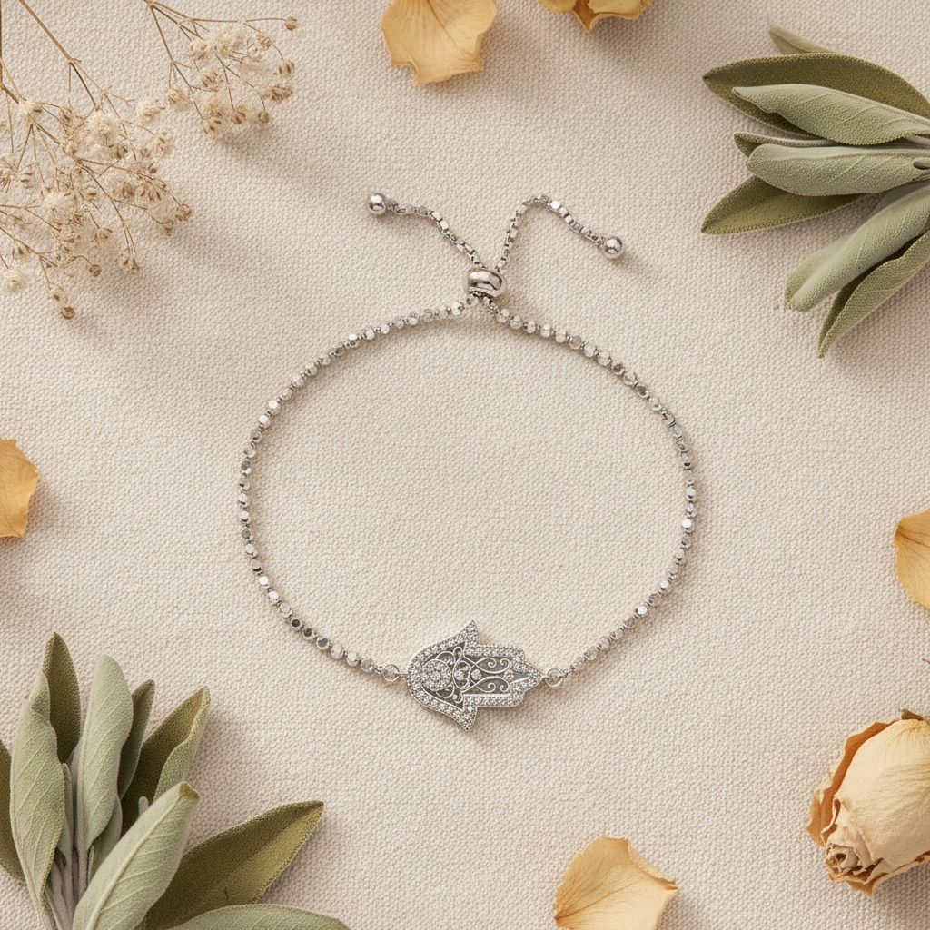 Hamsa Bracelet flat lay editorial lifestyle