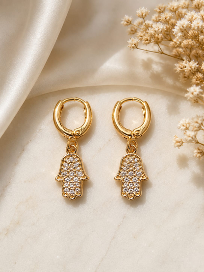 The Kelila Huggies — Radiant Pavé Hamsa