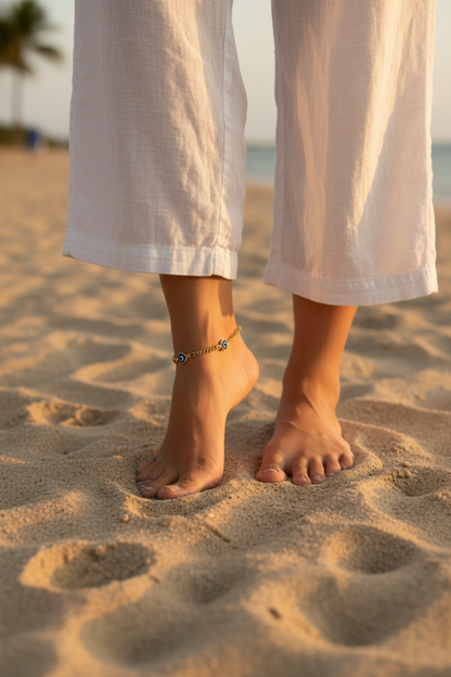 Multi evil eye anklet beach lifestyle