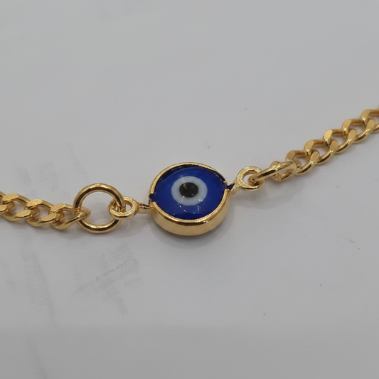 Multi evil eye anklet macro close-up