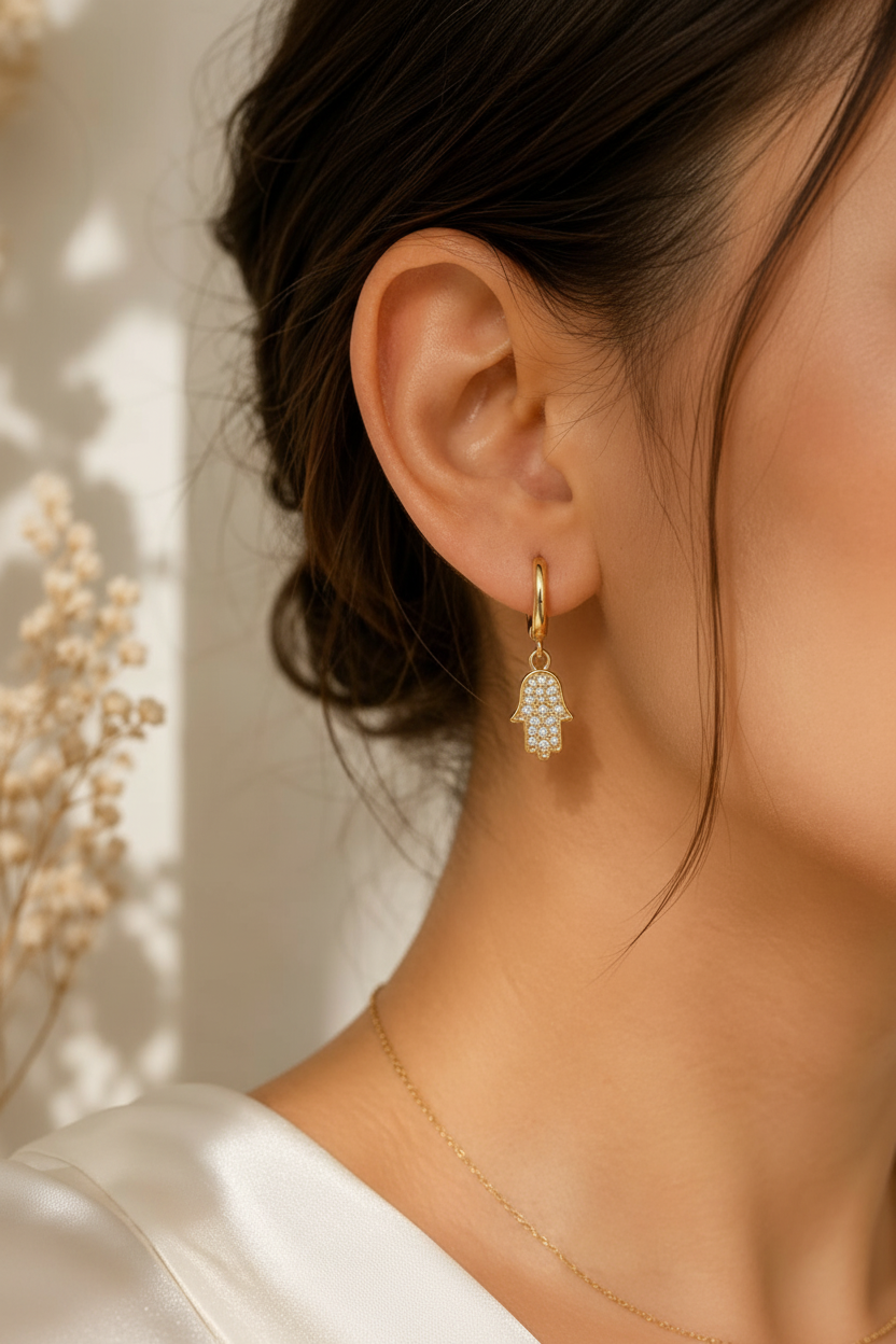 The Hamsa Hoop Earrings Mediterranean wall lifestyle