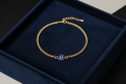 Evil eye anklet editorial navy velvet