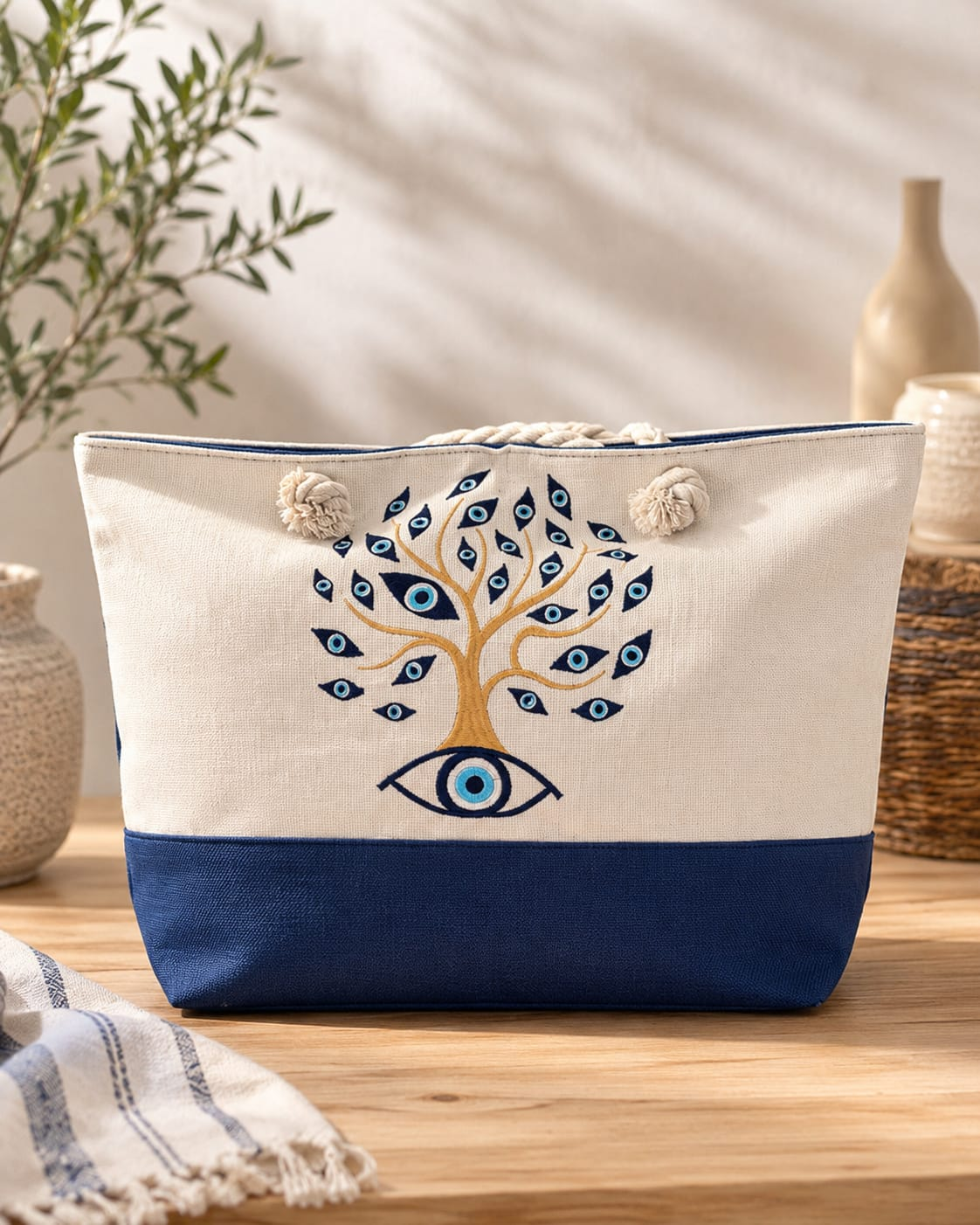 The Alora Bag — Evil Eye Tree of Life Canvas Tote