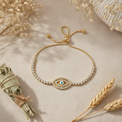 Evil Eye Bracelet flat lay editorial lifestyle