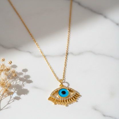 Guardian Eye Necklace on white marble