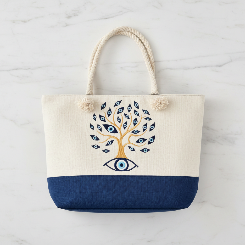 The Alora Bag on white marble flat lay