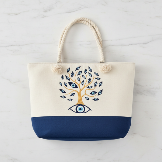 The Alora Bag on white marble flat lay
