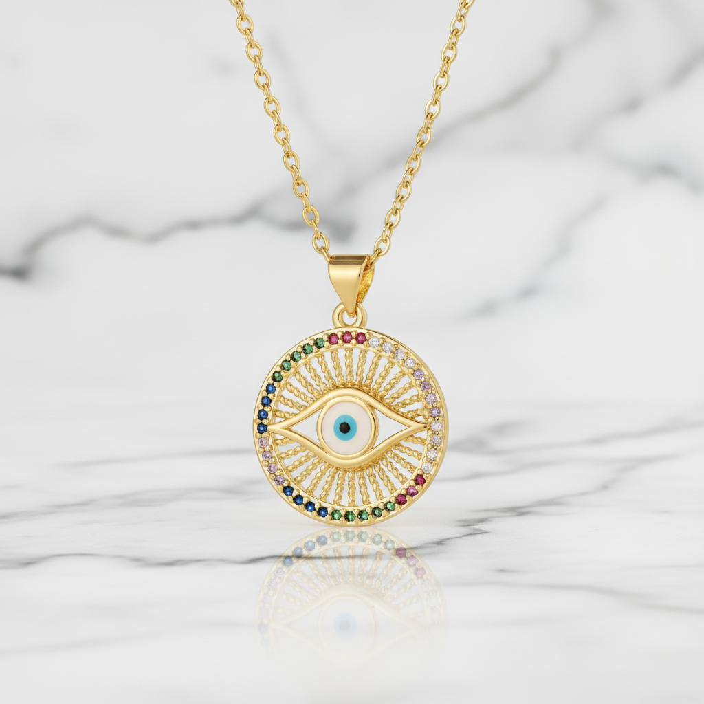 The Solaris Coin Necklace — Rainbow Evil Eye Protection