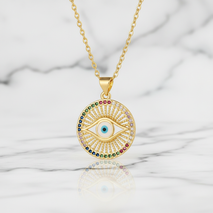 The Solaris Coin Necklace — Rainbow Evil Eye Protection