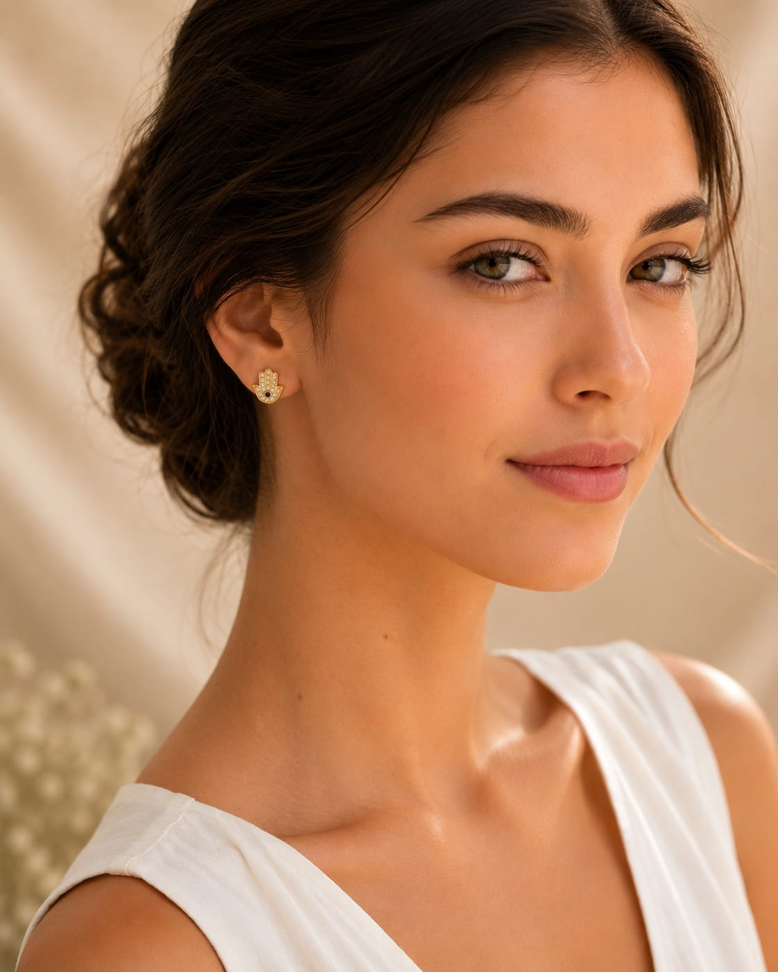 The Leyla Studs — Sapphire Pavé Hamsa