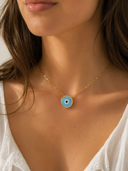 Turquoise Evil Eye Gold Necklace