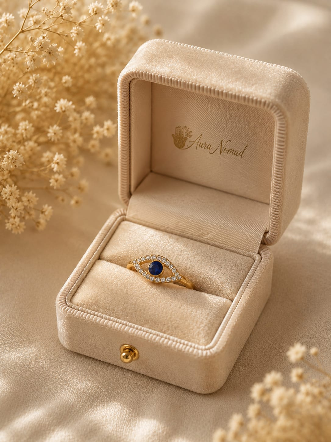 The Midnight Eye Ring — Sapphire CZ Adjustable Protection