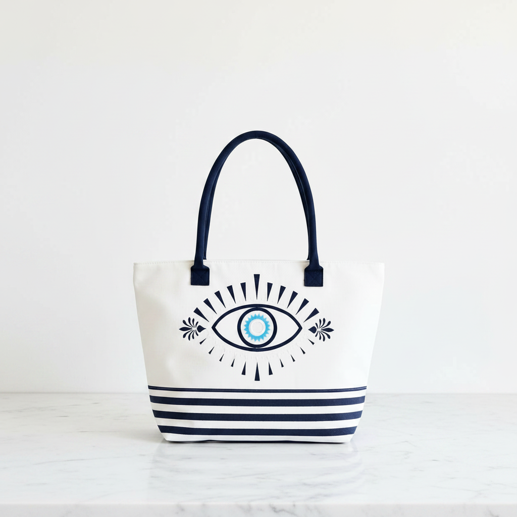 The Mara Bag on white marble flat lay